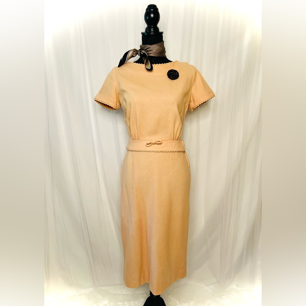 Vintage 50’s Tan Bobbie Brooks “Bobbie Soxer” Dress. Secretary Office Madmen